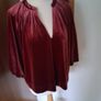 New Next Burgandy Red Velvet Volume Sleeve V Necked Blouse New (14) Image 3