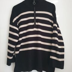 Object.  Zip Striped Knitted Jumper Size Medium