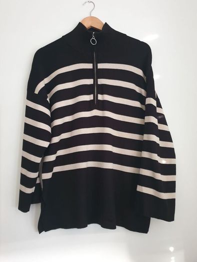 Object.  Zip Striped Knitted Jumper Size Medium