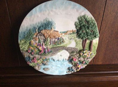 3D Vintage Country Cottage Chalkware decorative wall plaque