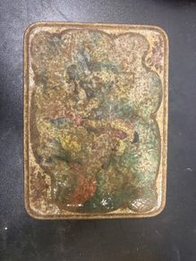 Vintage Decorative Metal Tray with Figural Scene