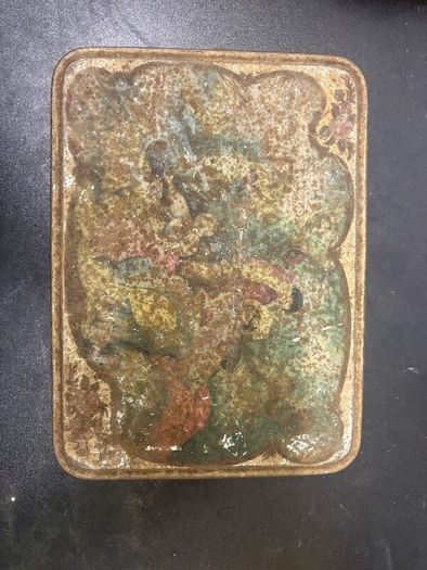 Vintage Decorative Metal Tray with Figural Scene