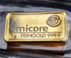 Gold Bar 1 Gram 999.9 Umicore