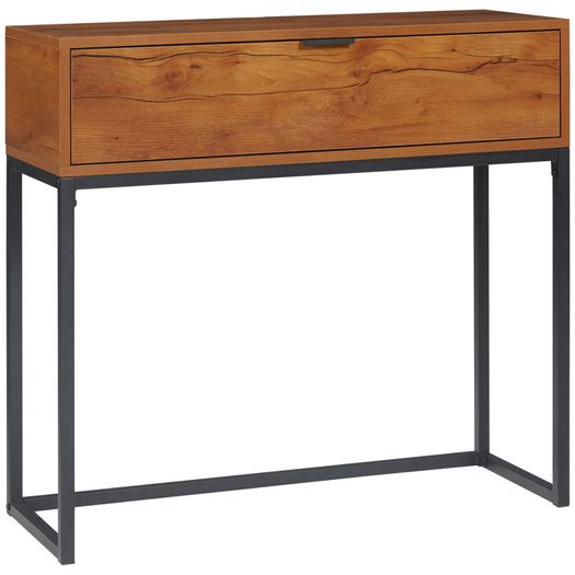 Industrial console table, side table, sideboard, 1 drawer, Brown + Black