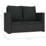 2 Piece Garden Lounge Set with Cushions Poly Rattan Black Image 3