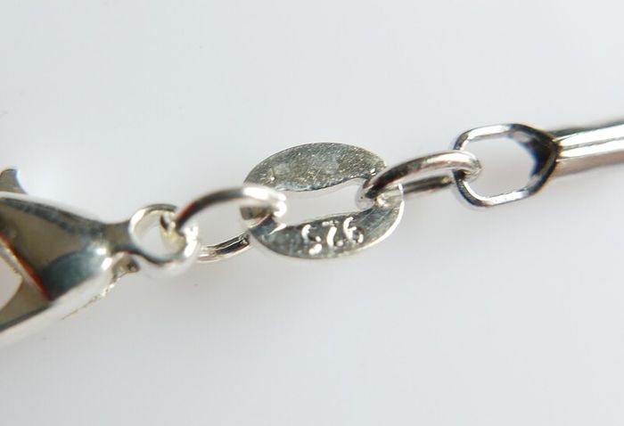 Vintage 925 Sterling Silver Egyptian Cartouche Design Charm pendant Hallmarked, and chain L 16" - 14,83g