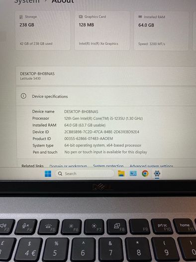 Dell Latitude 5430 i5 pro 64gb ram 256 ssd win 11 pro