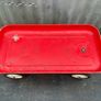 Vintage little tin red pull along wagon. c1960 Image 2