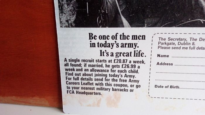 Irish Army 1974 Recruitment Notice Poster Ireland, Irish Memorabilia