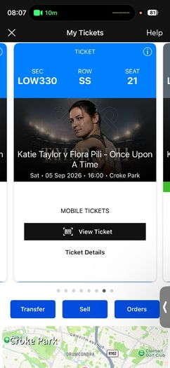 Katie Taylor Croke Park (SEATS TOGETHER) Low Seating Close To Pitch