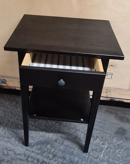 Black Nightstand / Bedside Table with Drawer and Shelf
