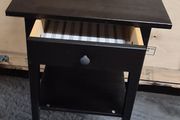 Black Nightstand / Bedside Table with Drawer and Shelf