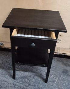 Black Nightstand / Bedside Table with Drawer and Shelf