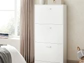 Shoe Cabinet  3 Doors, White, Narrow,, Shoe Rack