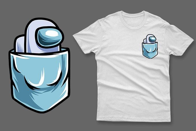 Light blue impostor in the pocket among us t-shirt imposter among us t-shirt impostor t-shirt