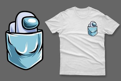 Light blue impostor in the pocket among us t-shirt imposter among us t-shirt impostor t-shirt