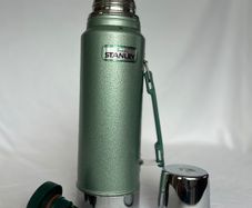 Vintage Stanley Aladdin Thermos 1L - Green Hammertone - USA - Complete