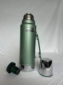 Vintage Stanley Aladdin Thermos 1L - Green Hammertone - USA - Complete
