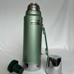 Vintage Stanley Aladdin Thermos 1L - Green Hammertone - USA - Complete