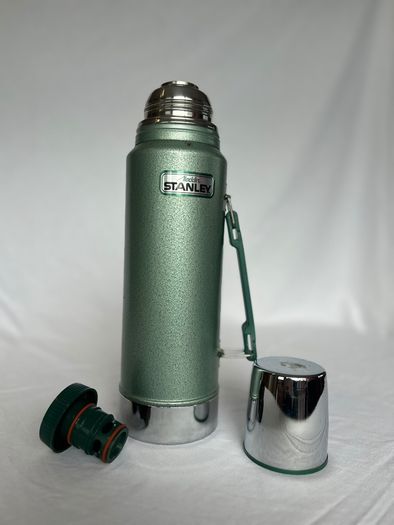 Vintage Stanley Aladdin Thermos 1L - Green Hammertone - USA - Complete