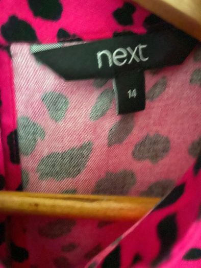 NWOT NEXT ladies shocking pink animal print dress size 14