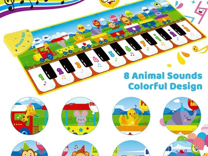 Kids Piano Mat, Music Mat with 8 Animal Sounds & 3 Instrument Sounds & 10 study cards, Baby Piano Music Mat Educational toys for boys, girls, Toddler (FREE POSTAGE)