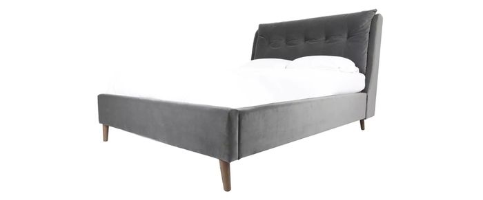 Dark Grey Velvet Double Bed Frame