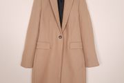Zara Camel Tan Beige Single Button Zara Longline Coat Size M