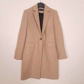 Zara Camel Tan Beige Single Button Zara Longline Coat Size M