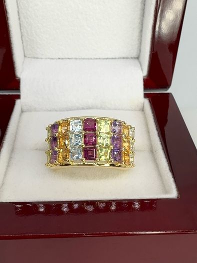 Silver Multi-Gemstone Statement Ring Harry Ivens