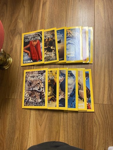 Pristine Vintage National Geographic Magazine Complete 1999 Set12 Issues with Original Leather Slipcases