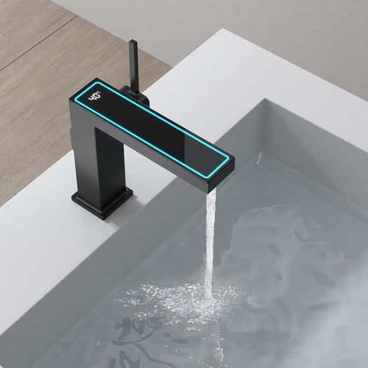 LED Bathroom Faucet, Modern Bathroom Basin Mixer Tap with LED Digital Display