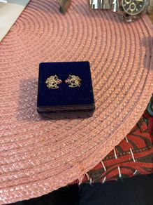 silver Cupid earrings with stones
