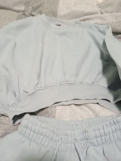 Blue crop top and trousers