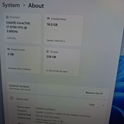 HP ProDesk 400 G6 MT | Intel Core i7-9700 | 16GB RAM | 256GB NVMe SSD Mini Tower Desktop