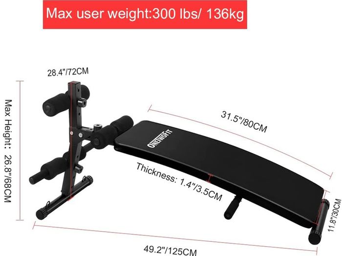 _Arc-Shaped Foldable Weight Bench, Sit Up Bench ab trainer be Used for Abdominal Exercise, Weightlifting, Sit-up and other Indoor Exercise