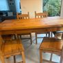 Farmhouse solid oak kitchen table and six chairs Image 3
