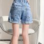 Rolled Edge Casual Girl's Jean Shorts Everyday Casual Loose Denim Shorts Image 2