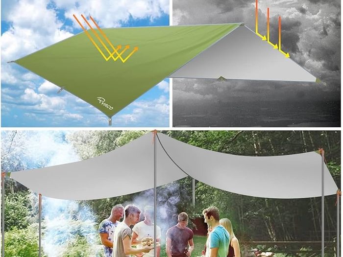 FREE EXPRESS SHIPPING Hammock Rain Fly Tent Tarp, 3m x 3m Tarpaulin Portable Sunshade Lightweight Waterproof Groundsheet Windproof Camping gazebo Picnic Mat Anti UV Sun Shelter for Camping Travel Beach