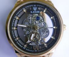 LIGE Mens Watches Skeleton Quartz Wristwatch