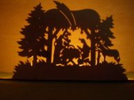 main image for ad Christmas Crib Tea Light Candle Holder Wood Craft Xmas Decoration Laser Cut