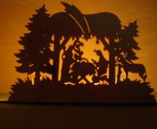 Christmas Crib Tea Light Candle Holder Wood Craft Xmas Decoration Laser Cut