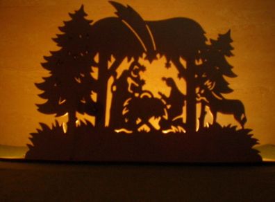 Christmas Crib Tea Light Candle Holder Wood Craft Xmas Decoration Laser Cut