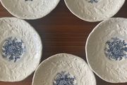 Blue/White Mason Vintage "Ascot in Oak/Hanging Basket" China Saucers (5)
