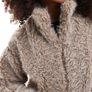 YAS fluffy short teddy jacket in beige Image 2