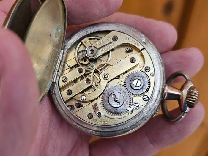 Antique Silver Swiss Made WW1 Era Military Pocket Watch