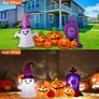 7.5FT Long Halloween Inflatables Pumpkins with Ghost Blow up Outdoor Holiday Decoration Cute Pumpkins Ghost with Witchs Hat Yard Decorations with Build in LEDs for Halloween Indoor Garden Lawn Decor Image 3