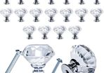 20Pcs Crystal Door Knobs for Cupboards with 40 Screws of 2 Sizes 25mm, 10mm, Diamond Shape Cabinet Knobs, Pull Handle with Screw, Drawer knobs, Dresser, Chest Canister Drawer Handles (FREE POSTAGE)