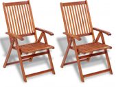 Folding Garden Chairs 2 pcs Solid Acacia Wood Brown