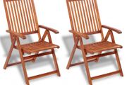 Folding Garden Chairs 2 pcs Solid Acacia Wood Brown